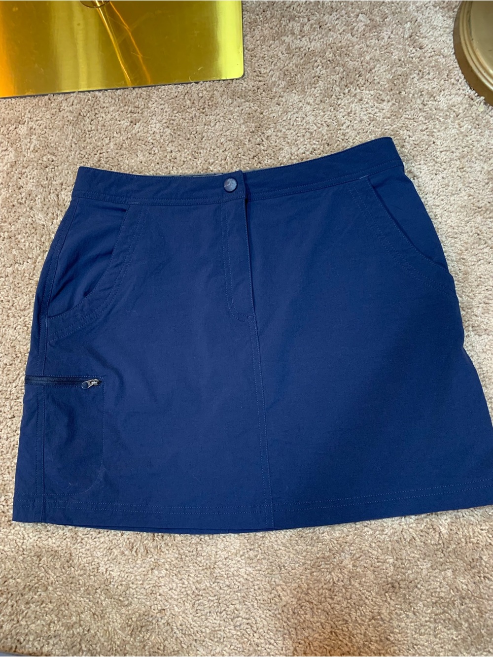 L.L. Bean Navy Blue Active Mini Skort with Zip Pocket. Size 6